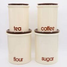Sterilite Stacking Canister Set of 4 Coffee Flour Tea Sugar Vtg MCM MOD picture