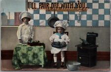 Vintage 1910s Little Bakers / Greetings Postcard 