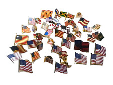 Lot Of 40 American Flags And Others Hat Lapel Pinback Pins picture