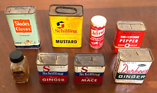 8 Vintage Spices Original American Metal Glass Cardboard Tin Lot Slade's Accent picture