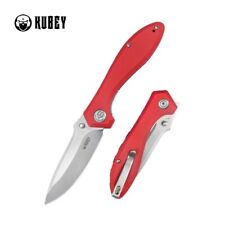 Kubey Ruckus Folding Knife Red G10 Handle AUS-10 Plain Edge Bead Blast KU314J picture
