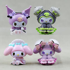 4pcs Cute My Melody Kuromi Bow Figure PVC Doll Toy Cake Toppers Set Gift picture