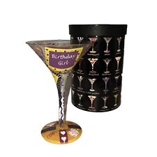 Happy  Birthday Girl Martini Glass Goblet Stemware ￼Lolita W/ Box Fun picture