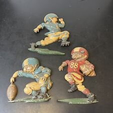Homco Football Player Wall Plaques Cast Metal Vintage 1976 Set of 3 Made in USA picture