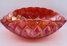 Vtg Large Red Cranberry Carnival Glass Banana Fruit Bowl picture