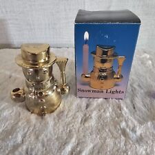 Snowman Lights Metal Mini Candle Holder Tarnish Resistant Made In Japan 3