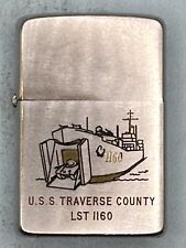Vintage 1958 USS Traverse County LST 1160 Chrome Zippo Lighter picture