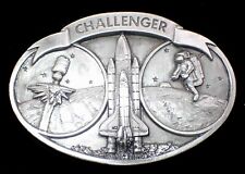 VINTAGE BELT BUCKLE NASA SPACE SHUTTLE CHALLENGER 1984 BERGAMOT MOON picture