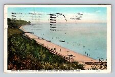 Willoughby OH-Ohio, Bathing Beach On Lake Erie, Antique Vintage c1932 Postcard picture