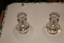 Vtg Pair of Cambridge Glass Depression Elegant Candle Holders Keyhole 1930's picture