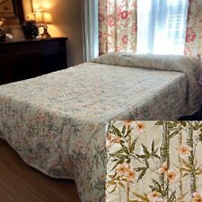 VTG 1960-1970s Queen/King Bedspread 100” x 115” Bamboo Flower Mid-Century Retro picture