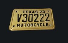 1973 TX TEXAS Motorcycle License Plate V30222 Black  NOS Harley Bike cycle 73 picture