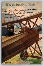 French Postcard WWI Era Airplane Biplane Paris Mini Foldout Views c1910s AT16 picture