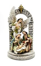 Holy Family Nativity Scene 14.5” Tall Jesus Mary Joseph Statue With Angel  picture