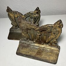 Vintage Owl Bookends Cast Iron Birds French Country Art Deco picture