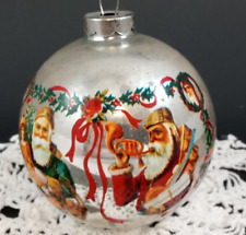 Vintage Round Glass Christmas Ornament: 1981  St Nick picture