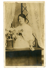 RPPC Postcard c1918-1930 Photo Woman Posing Strunk's Studio Reading PA AZO Stamp picture