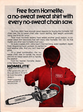 Homelite No Sweat Sweatshirt and Chainsaw 70s Vintage Color Print Ad Wall Art picture