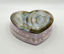 Vintage Degenhart Light Lavender Slag Glass Heart Shape Jewelry Trinket Box picture