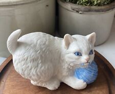 Vintage John Ansley White Kitten With Yarn 1975 picture