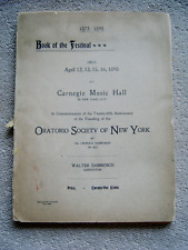 ORATORIO SOCIETY OF NEW YORK BOOK OF THE FESTIVAL April 1898 Carnegie Music Hall picture