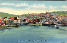 View of Oil City, PA from South Side Vintage Linen Postcard I921 picture