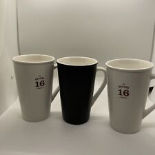 3 2010 Starbucks Grande 16-Oz Tall 2 White 1 Black Ceramic Coffee Tea Mug Cup picture