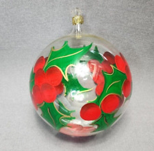 Holly & Berries Hand Painted Mouth Blown Glass 4