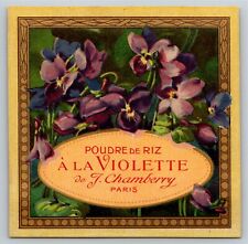 French c1910's Perfume Label Poudre de Riz A' La Viol J. Chamberry Paris w/ Gilt picture