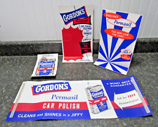 Vintage 50's GORDON'S Permasil CAR POLISH Merchandising Kit w/3 Signs-Door Decal picture