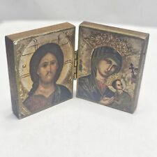 Small Travel Icon Foldable Vintage Religious Souvenir Retro History of Icon Wood picture
