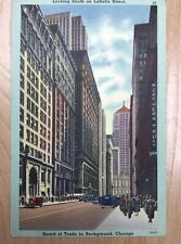 Vintage 1930's La Salle  Street Chicago Illinois IL Postcard Linen Antique picture