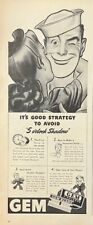 Rare 1940's Vintage Original GEM Shaving Advertisement WW2 Sailor Navy Military picture