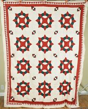 AMAZING Vintage 1880's Crown of Thorns Antique Quilt Top ~Sawtooth Border picture