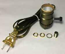 Vintage Table Lamp Rewiring Kit, Antique Brass 3-Way Socket, Antique Brass Cord picture