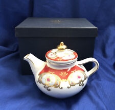 Adeline Fine Porcelains Teapot Gold Accents Gorgeous Pattern Original Box VTG picture
