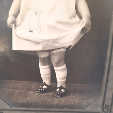 Antique Photo Little Girl doing Curtsy Early 20th Century 4x6 in original Mat picture