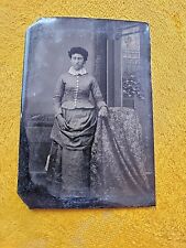 Antique Tintype Photo Beautiful Woman Standing 1800s 2.5x4 picture
