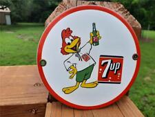 THICK PORCELAIN 7UP DOOR SIGN PUSH PLATE SODA DRUG STORE SIGN WOODY WOODPECKER picture