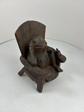 Frog In Beach Chair Cast Iron Doorstop/ Bookend 5” Tall  2Lbs 10oz picture