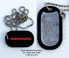 THIN RED LINE DOG TAG NECKLACE FIREFIGHTER 3 PCS picture