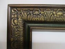 Vtg/Old Carved Solid Wood Pic Frame Gold/Green/Brown Fits Pic 11