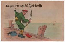 1914 comic fishing postcard - You have to use special bait for this -Shoshone ID picture