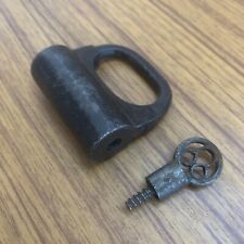 An Old or antique Iron padlock  lock with SCREW TYPE key decorative shape. picture