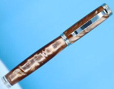 Shakespeare Polished Stainless Steel Rollerball Pen Caramel Swirl Lucite picture