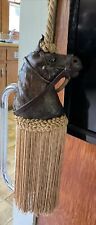 Leather  Horse Head Equestrian Curtain Tie Back Or Wall Hanger Vintage picture