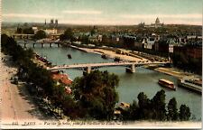VINTAGE POSTCARD VIEW OF THE RIVER SEINE AND THE FIORE PVAILLION PARIS c. 1920 picture