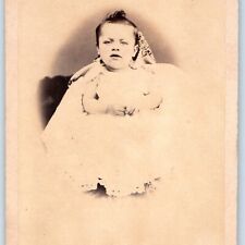 c1860s Easton, PA Cute Baby Girl Hair Sharp CdV Photo Card SB Hoffmeier H21 picture