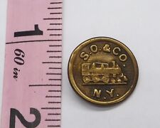1850s Scarce Antique Metal Button SO & CO NY Railroad Locomotive Picture 11/16