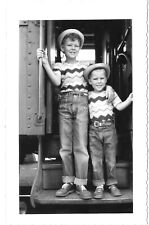 Amazing Original Photo 1950s Brothers on Train Matching Outfits picture